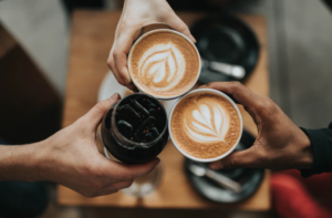 drinking coffee